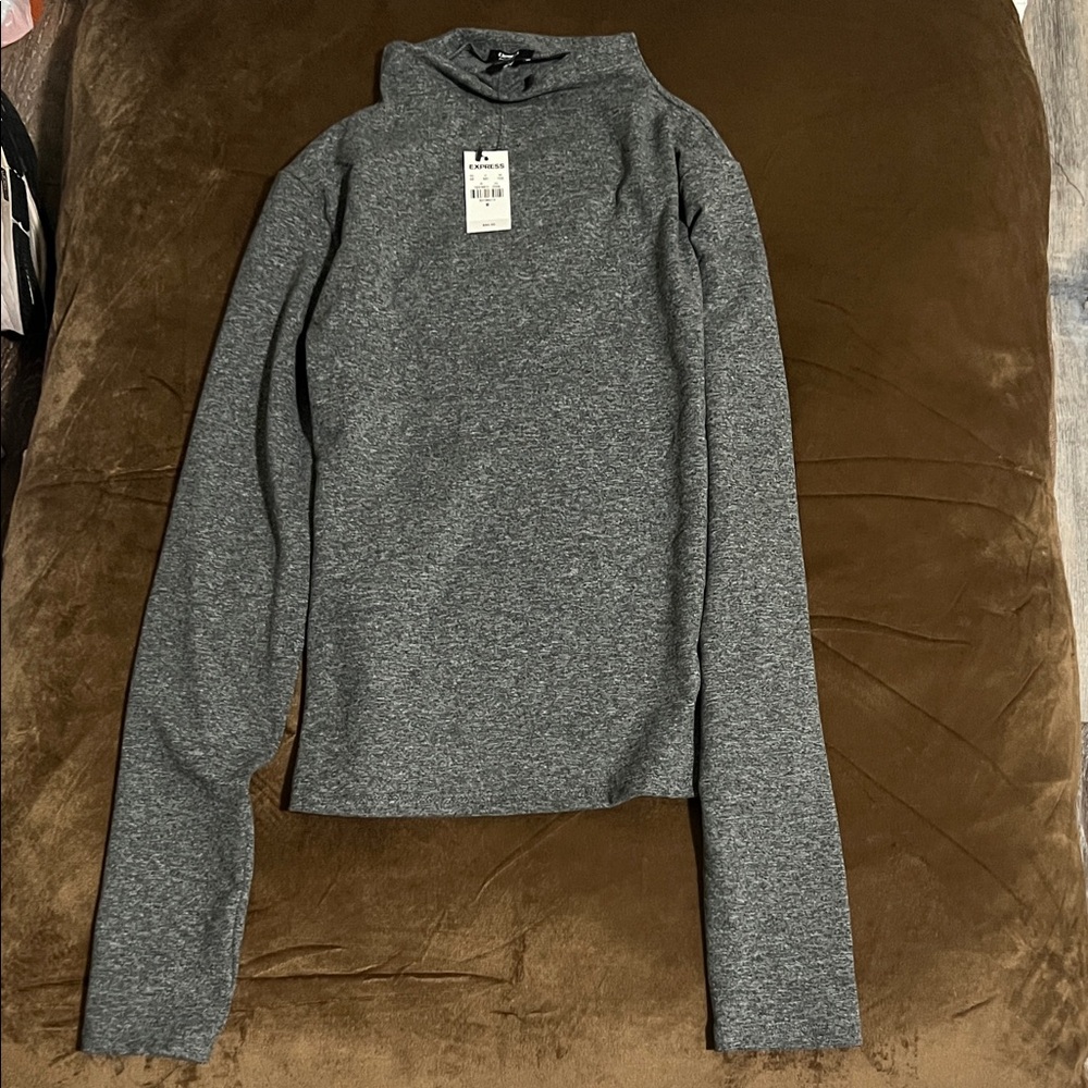 Express Women's Gray Cowl/Turtleneck Sweater